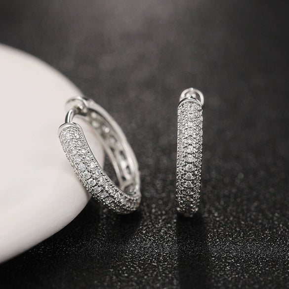 Unisex Hiphop Zircon Earrings With Copper Material And Geometric Pattern
