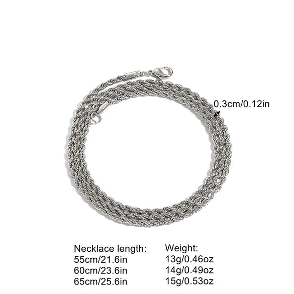 Unisex Iron Twist Chain Necklace With Geometric Pattern And Electroplating Treatment