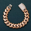 Unisex Jewelry Stainless Steel Cuban Chain Necklace With Geometric Pattern And Rose Gold Finish And Micropaved Zircon Diamond Buckle