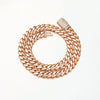 Unisex Jewelry Stainless Steel Cuban Chain Necklace With Geometric Pattern And Rose Gold Finish And Micropaved Zircon Diamond Buckle
