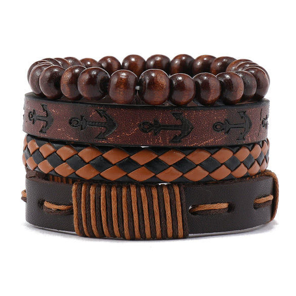 Unisex Leather Handwoven Geometric Sixpointed Star Bracelet