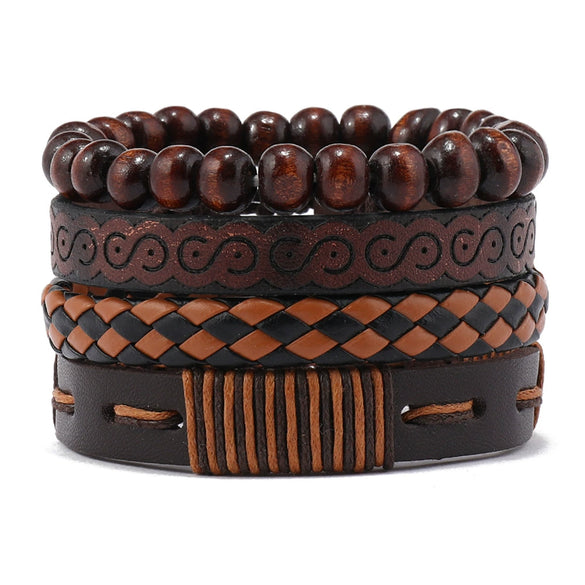 Unisex Leather Handwoven Geometric Sixpointed Star Bracelet