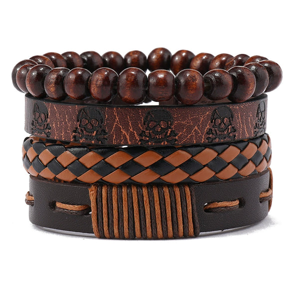 Unisex Leather Handwoven Geometric Sixpointed Star Bracelet