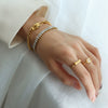 Unisex Light Luxury Geometric Zircon Titanium Steel 18K Gold Plated Bracelet