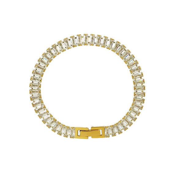 Unisex Light Luxury Geometric Zircon Titanium Steel 18K Gold Plated Bracelet