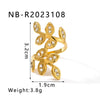 Unisex Love Leaf Heart Butterfly Full Diamond Opening Ring Titanium Steel And Stainless Steel 18K Gold Vacuum Plated
