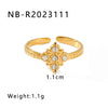 Unisex Love Leaf Heart Butterfly Full Diamond Opening Ring Titanium Steel And Stainless Steel 18K Gold Vacuum Plated
