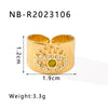 Unisex Love Leaf Heart Butterfly Full Diamond Opening Ring Titanium Steel And Stainless Steel 18K Gold Vacuum Plated