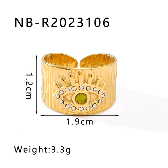 Unisex Love Leaf Heart Butterfly Full Diamond Opening Ring Titanium Steel And Stainless Steel 18K Gold Vacuum Plated