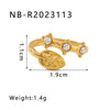 Unisex Love Leaf Heart Butterfly Full Diamond Opening Ring Titanium Steel And Stainless Steel 18K Gold Vacuum Plated