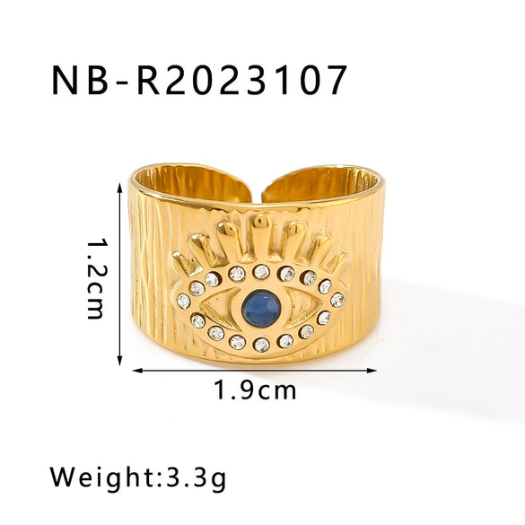 Unisex Love Leaf Heart Butterfly Full Diamond Opening Ring Titanium Steel And Stainless Steel 18K Gold Vacuum Plated