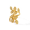 Unisex Love Leaf Heart Butterfly Full Diamond Opening Ring Titanium Steel And Stainless Steel 18K Gold Vacuum Plated