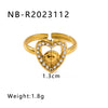 Unisex Love Leaf Heart Butterfly Full Diamond Opening Ring Titanium Steel And Stainless Steel 18K Gold Vacuum Plated