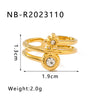 Unisex Love Leaf Heart Butterfly Full Diamond Opening Ring Titanium Steel And Stainless Steel 18K Gold Vacuum Plated