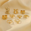 Unisex Love Leaf Heart Butterfly Full Diamond Opening Ring Titanium Steel And Stainless Steel 18K Gold Vacuum Plated