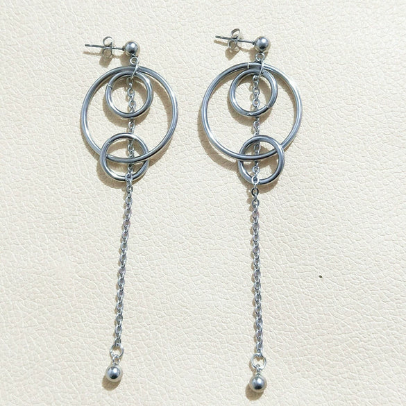 Unisex Metal Geometric Chain Earrings And Ear Clip Set With Electroplated Finish Simple Hip Hop Style Original Design