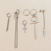 Unisex Metal Geometric Chain Earrings And Ear Clip Set With Electroplated Finish Simple Hip Hop Style Original Design