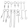 Unisex Metal Geometric Chain Earrings And Ear Clip Set With Electroplated Finish Simple Hip Hop Style Original Design