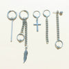 Unisex Metal Geometric Chain Earrings And Ear Clip Set With Electroplated Finish Simple Hip Hop Style Original Design