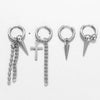 Unisex Metal Geometric Chain Earrings And Ear Clip Set With Electroplated Finish Simple Hip Hop Style Original Design