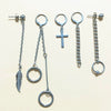 Unisex Metal Geometric Chain Earrings And Ear Clip Set With Electroplated Finish Simple Hip Hop Style Original Design
