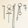 Unisex Metal Geometric Chain Earrings And Ear Clip Set With Electroplated Finish Simple Hip Hop Style Original Design