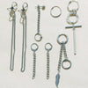 Unisex Metal Geometric Chain Earrings And Ear Clip Set With Electroplated Finish Simple Hip Hop Style Original Design