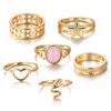 Unisex Metal Heart Shape Snake Ring Sixpiece Set With Electroplating
