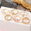 Unisex Metal Heart Shape Snake Ring Sixpiece Set With Electroplating
