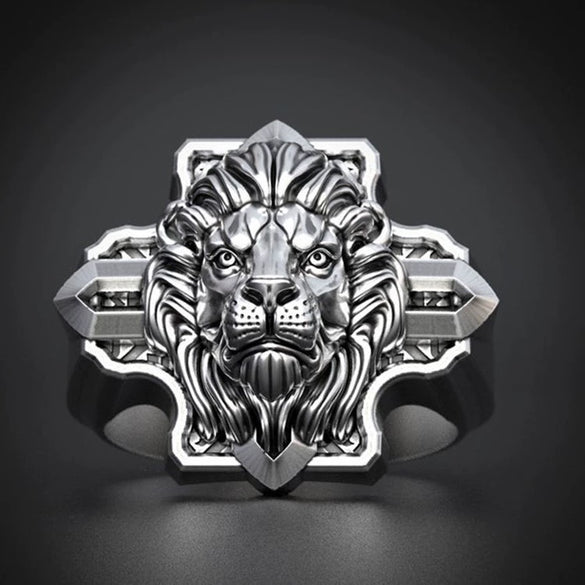 Unisex Metal Lion Head Ring With Electroplated Gold Finish Fashion Statement Jewelry
