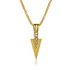 Unisex Metal Necklace With Geometric Triangle Spearhead Pendant And Corn Chain Electroplated