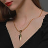 Unisex Metal Necklace With Geometric Triangle Spearhead Pendant And Corn Chain Electroplated