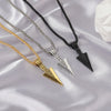 Unisex Metal Necklace With Geometric Triangle Spearhead Pendant And Corn Chain Electroplated