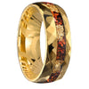 Unisex Minimalist Geometric Tungsten Steel Ring With Gold Electroplating Gold Foil Detail And Red Opal Inlay