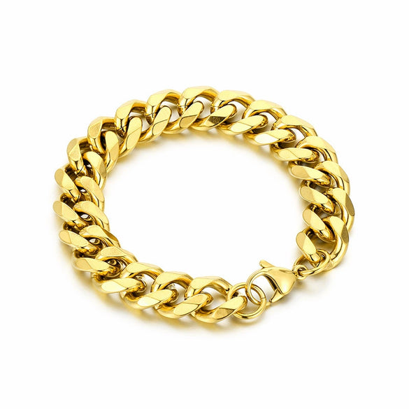 Unisex Minimalist Handmade Geometric Titanium Steel Bracelets With Sixsided Cuban Chain