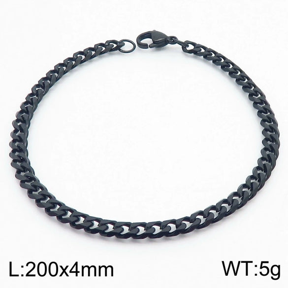 Unisex Minimalist Handmade Geometric Titanium Steel Bracelets With Sixsided Cuban Chain