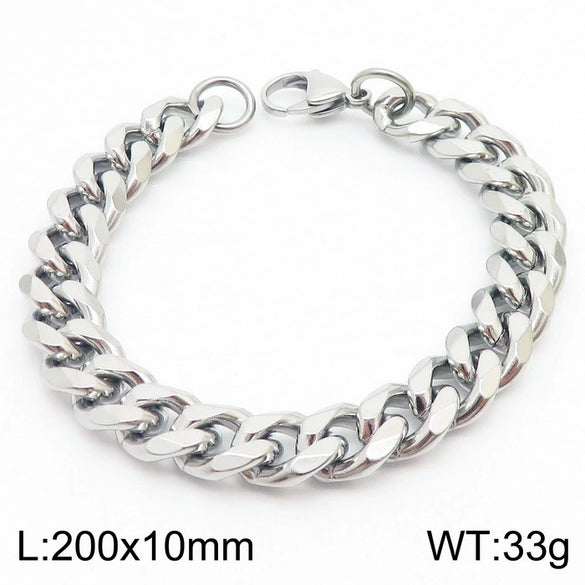 Unisex Minimalist Handmade Geometric Titanium Steel Bracelets With Sixsided Cuban Chain
