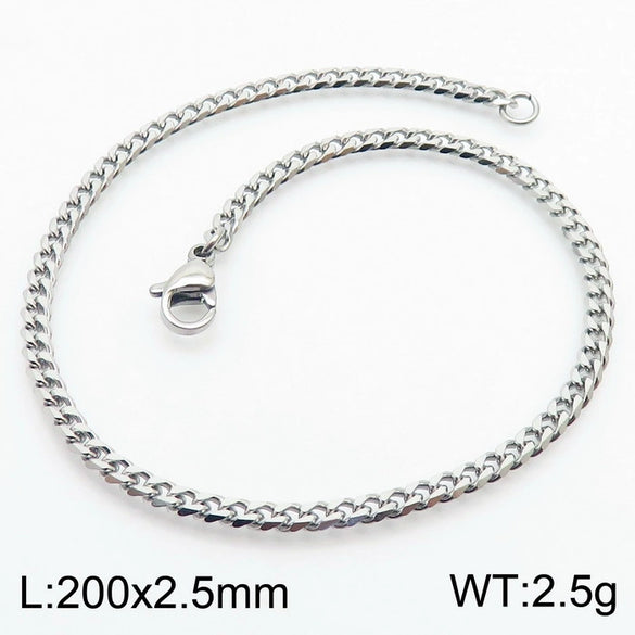 Unisex Minimalist Handmade Geometric Titanium Steel Bracelets With Sixsided Cuban Chain