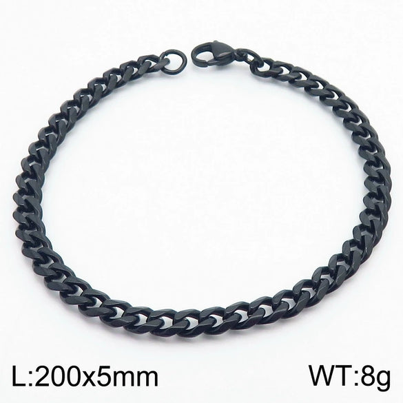 Unisex Minimalist Handmade Geometric Titanium Steel Bracelets With Sixsided Cuban Chain