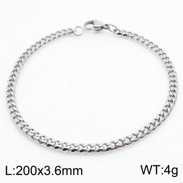Unisex Minimalist Handmade Geometric Titanium Steel Bracelets With Sixsided Cuban Chain