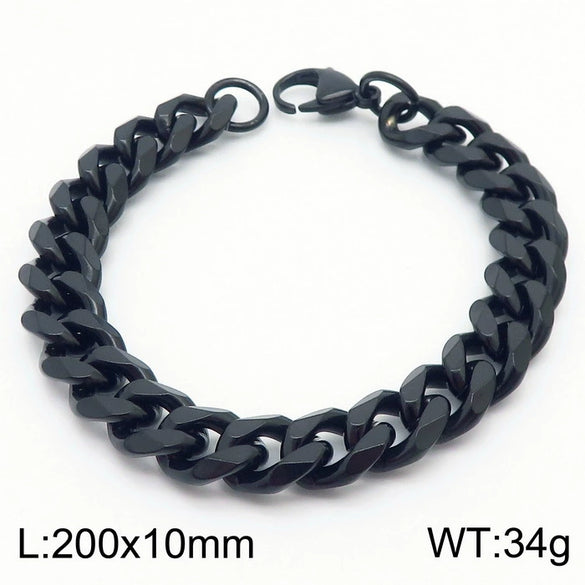 Unisex Minimalist Handmade Geometric Titanium Steel Bracelets With Sixsided Cuban Chain