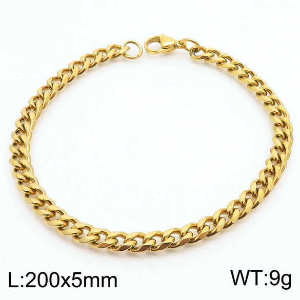 Unisex Minimalist Handmade Geometric Titanium Steel Bracelets With Sixsided Cuban Chain