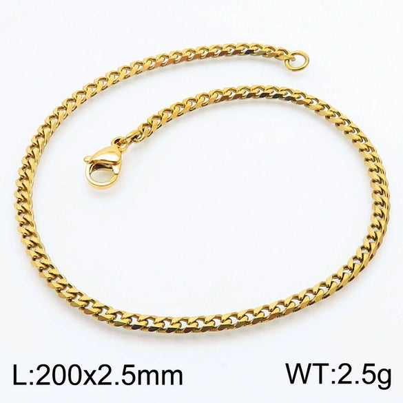 Unisex Minimalist Handmade Geometric Titanium Steel Bracelets With Sixsided Cuban Chain