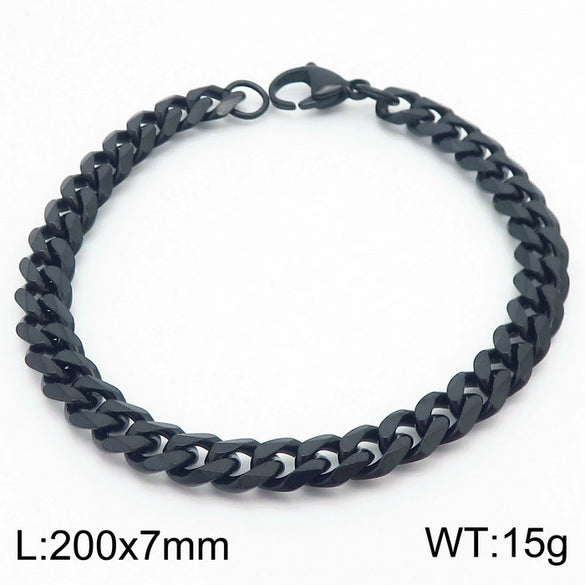 Unisex Minimalist Handmade Geometric Titanium Steel Bracelets With Sixsided Cuban Chain
