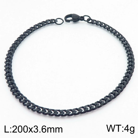 Unisex Minimalist Handmade Geometric Titanium Steel Bracelets With Sixsided Cuban Chain
