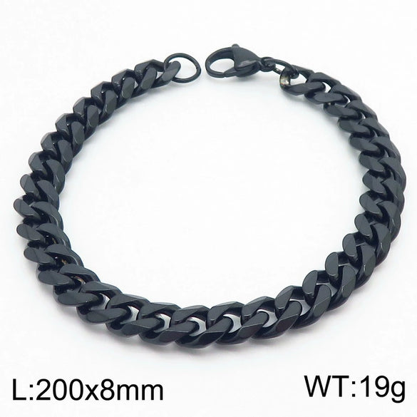 Unisex Minimalist Handmade Geometric Titanium Steel Bracelets With Sixsided Cuban Chain