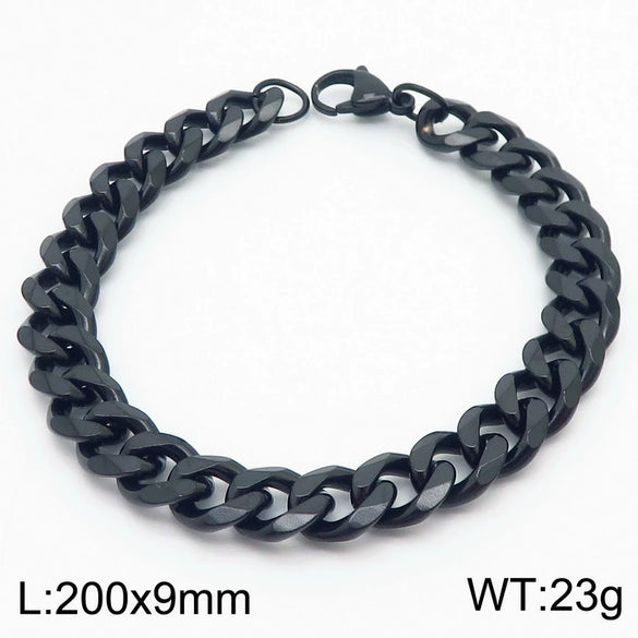 Unisex Minimalist Handmade Geometric Titanium Steel Bracelets With Sixsided Cuban Chain