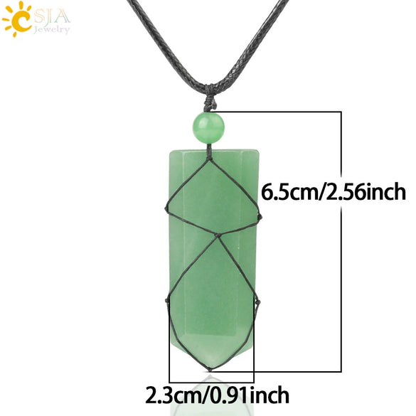 Unisex Minimalist Natural Stone Sword And Arrow Pendant Necklace With Leather Rope Wound Ball Chain Jewelry