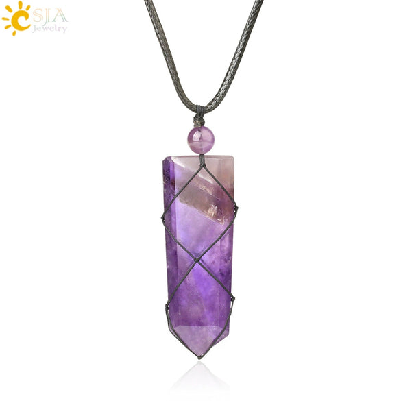 Unisex Minimalist Natural Stone Sword And Arrow Pendant Necklace With Leather Rope Wound Ball Chain Jewelry
