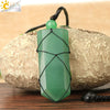 Unisex Minimalist Natural Stone Sword And Arrow Pendant Necklace With Leather Rope Wound Ball Chain Jewelry